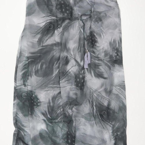Joanna Hope Women’s Grey UK 20 Midi Chiffon Feather Print Slip Dress