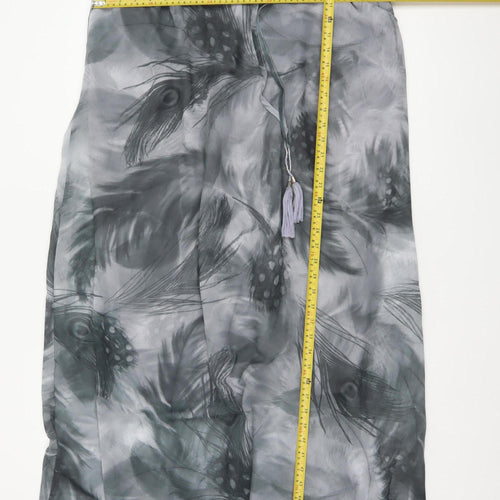 Joanna Hope Women’s Grey UK 20 Midi Chiffon Feather Print Slip Dress