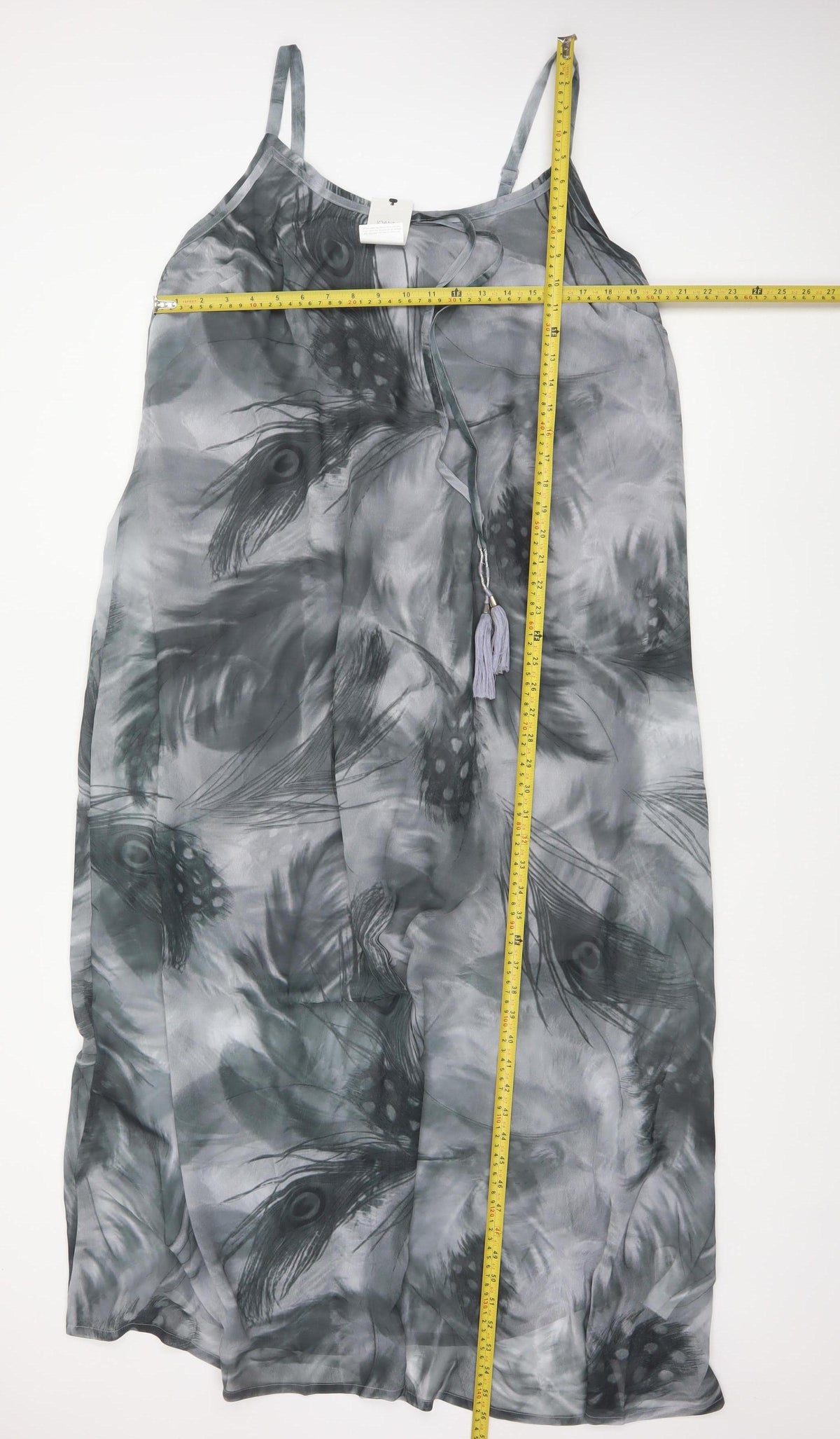 Joanna Hope Women’s Grey UK 20 Midi Chiffon Feather Print Slip Dress