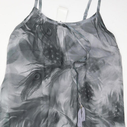 Joanna Hope Women’s Grey UK 20 Midi Chiffon Feather Print Slip Dress