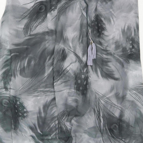 Joanna Hope Women’s Grey UK 20 Midi Chiffon Feather Print Slip Dress