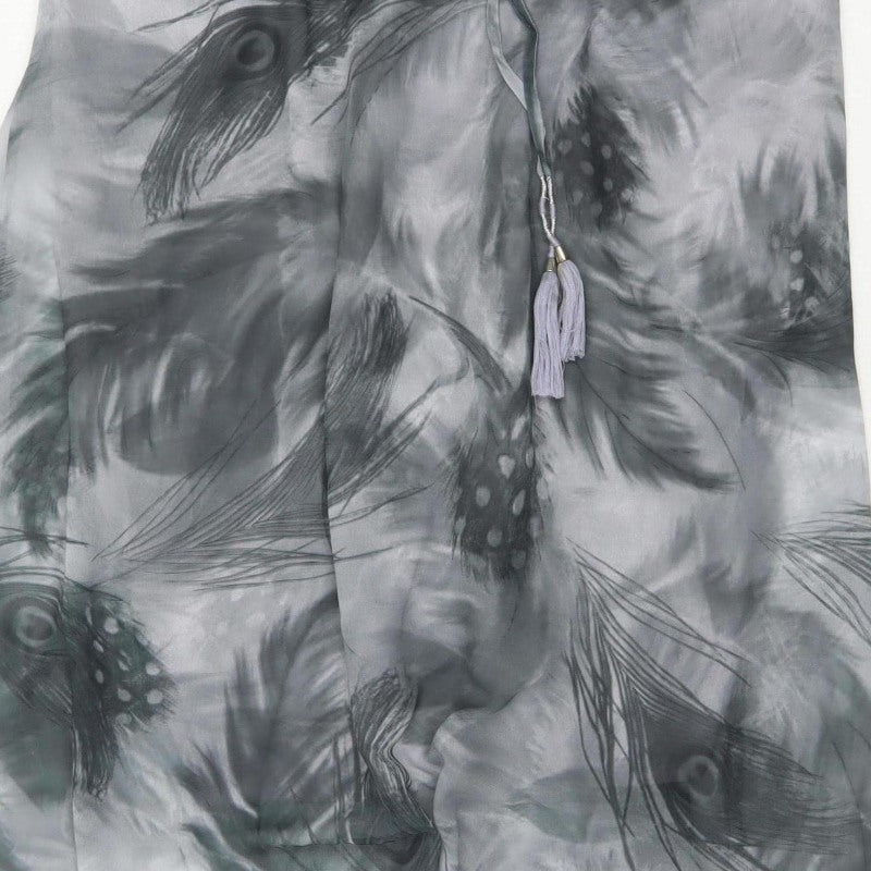 Joanna Hope Women’s Grey UK 20 Midi Chiffon Feather Print Slip Dress