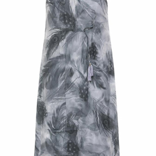 Joanna Hope Women’s Grey UK 20 Midi Chiffon Feather Print Slip Dress