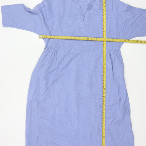 Toast Women Blue Size S Cotton Knee Length Shift Dress 3/4 Sleeve