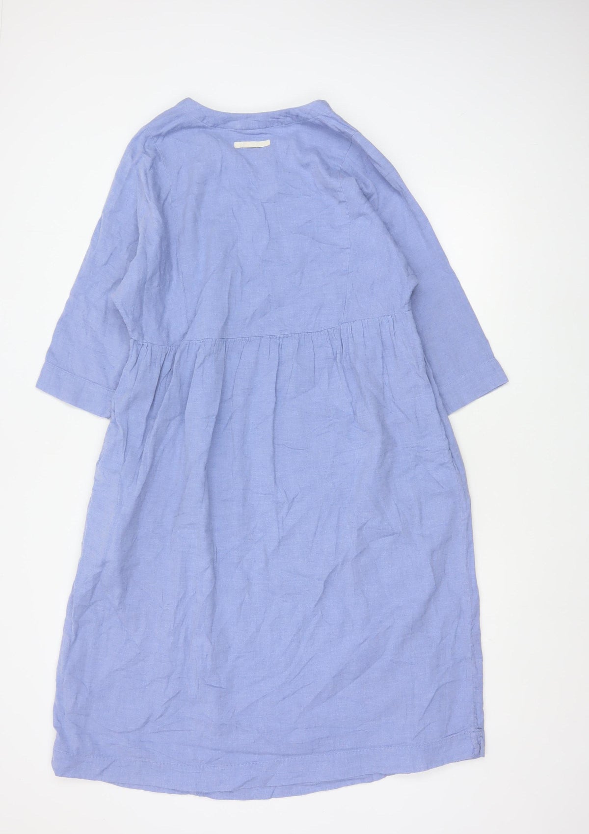 Toast Women Blue Size S Cotton Knee Length Shift Dress 3/4 Sleeve