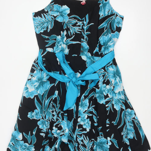 Joe Browns Women Blue Floral Fit & Flare Cotton Dress UK 28