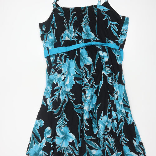 Joe Browns Women Blue Floral Fit & Flare Cotton Dress UK 28