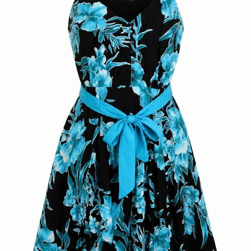 Joe Browns Women Blue Floral Fit & Flare Cotton Dress UK 28