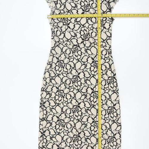 H&M Women Ivory Black Floral Lace Sheath Dress UK 6 Wedding Party