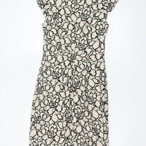 H&M Women Ivory Black Floral Lace Sheath Dress UK 6 Wedding Party