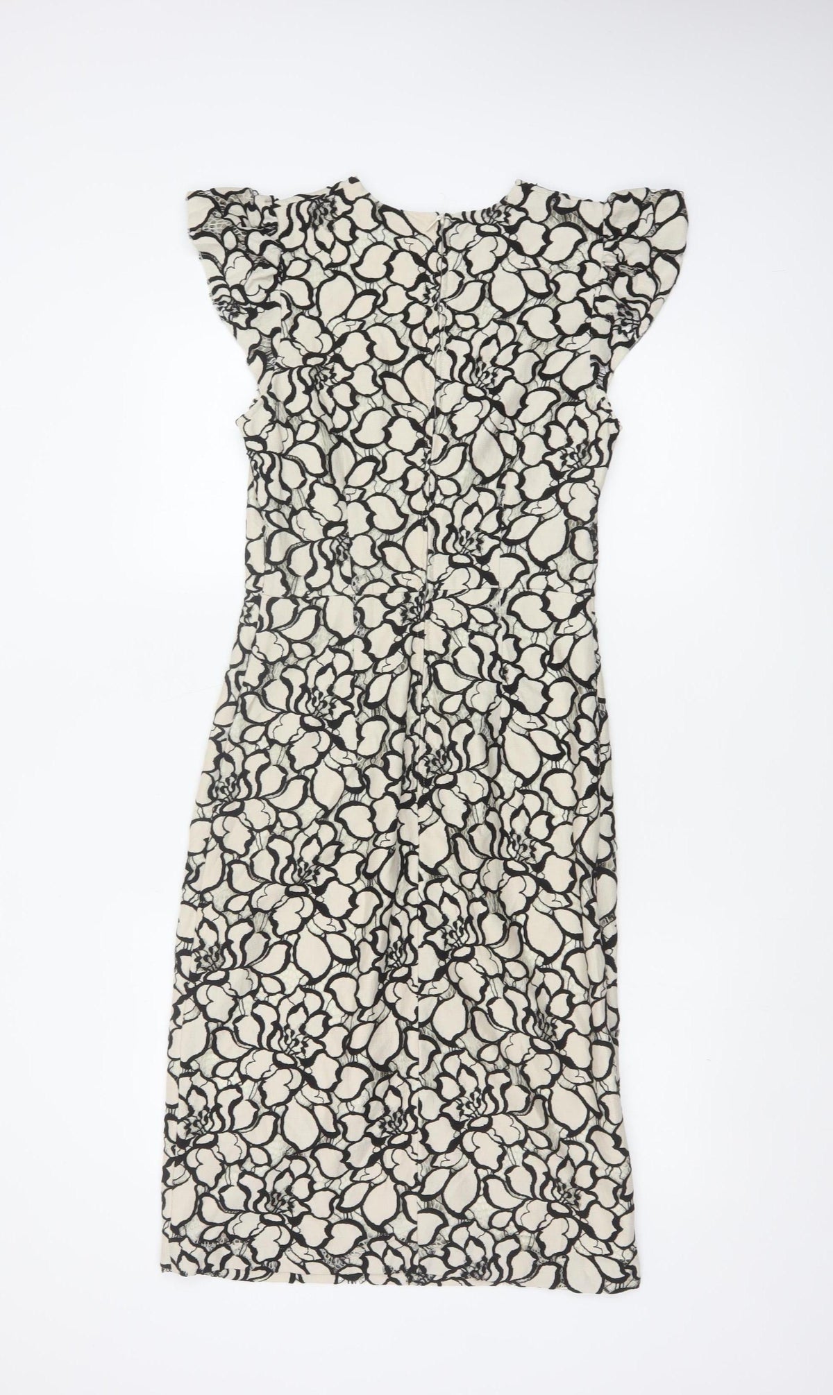 H&M Women Ivory Black Floral Lace Sheath Dress UK 6 Wedding Party