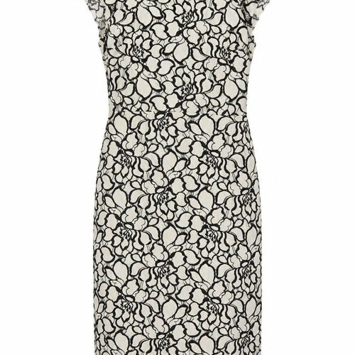H&M Women Ivory Black Floral Lace Sheath Dress UK 6 Wedding Party