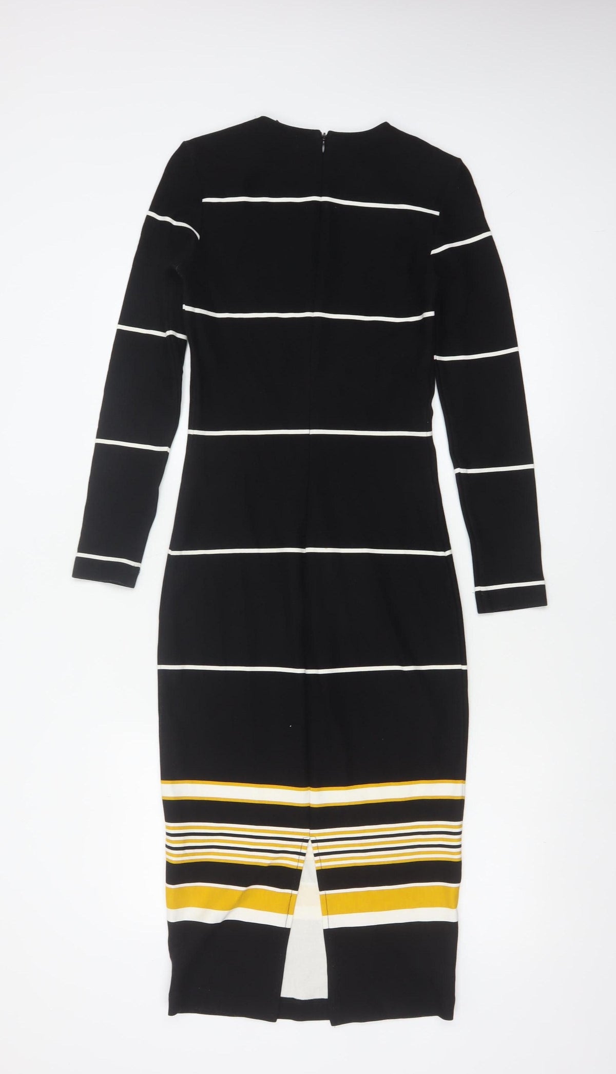 Zara Trafaluc Women Black XS Long Bodycon Striped Knit Dress