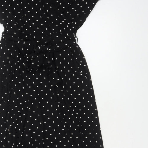 Edit Or's Cut Women Black Polka Dot UK 10 Wide Leg Jumpsuit