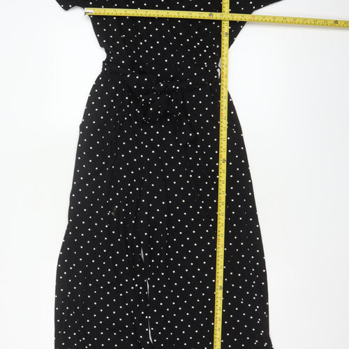 Edit Or's Cut Women Black Polka Dot UK 10 Wide Leg Jumpsuit