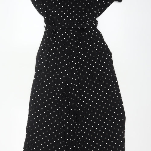 Edit Or's Cut Women Black Polka Dot UK 10 Wide Leg Jumpsuit