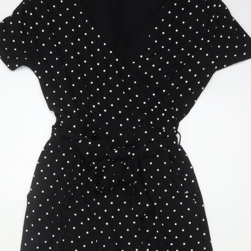 Edit Or's Cut Women Black Polka Dot UK 10 Wide Leg Jumpsuit