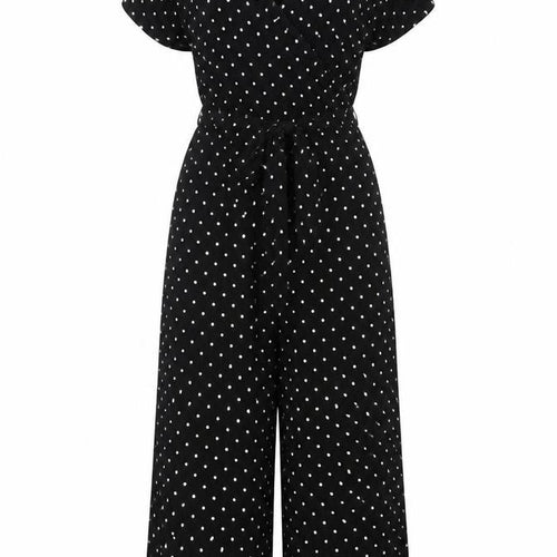 Edit Or's Cut Women Black Polka Dot UK 10 Wide Leg Jumpsuit