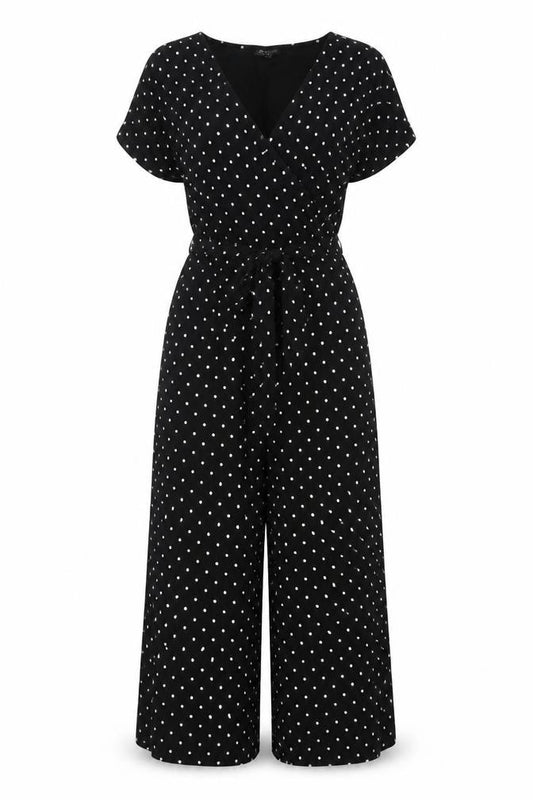 Edit Or's Cut Women Black Polka Dot UK 10 Wide Leg Jumpsuit