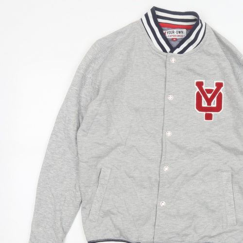 Your Own Experience Teens Grey M Varsity Jacket Snap Logo Cotton Blend