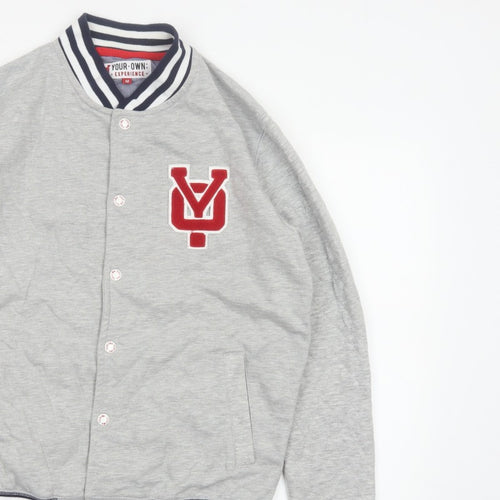 Your Own Experience Teens Grey M Varsity Jacket Snap Logo Cotton Blend