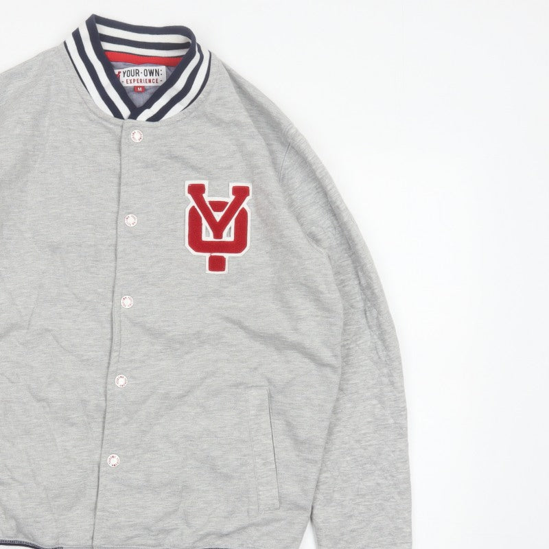 Your Own Experience Teens Grey M Varsity Jacket Snap Logo Cotton Blend
