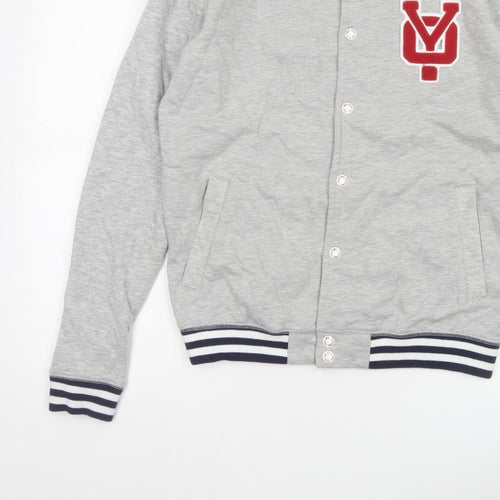 Your Own Experience Teens Grey M Varsity Jacket Snap Logo Cotton Blend