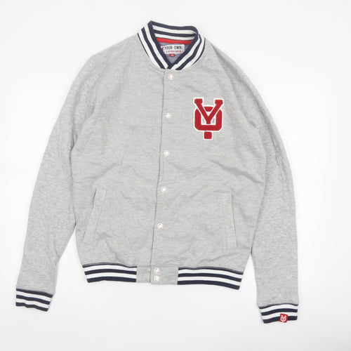 Your Own Experience Teens Grey M Varsity Jacket Snap Logo Cotton Blend