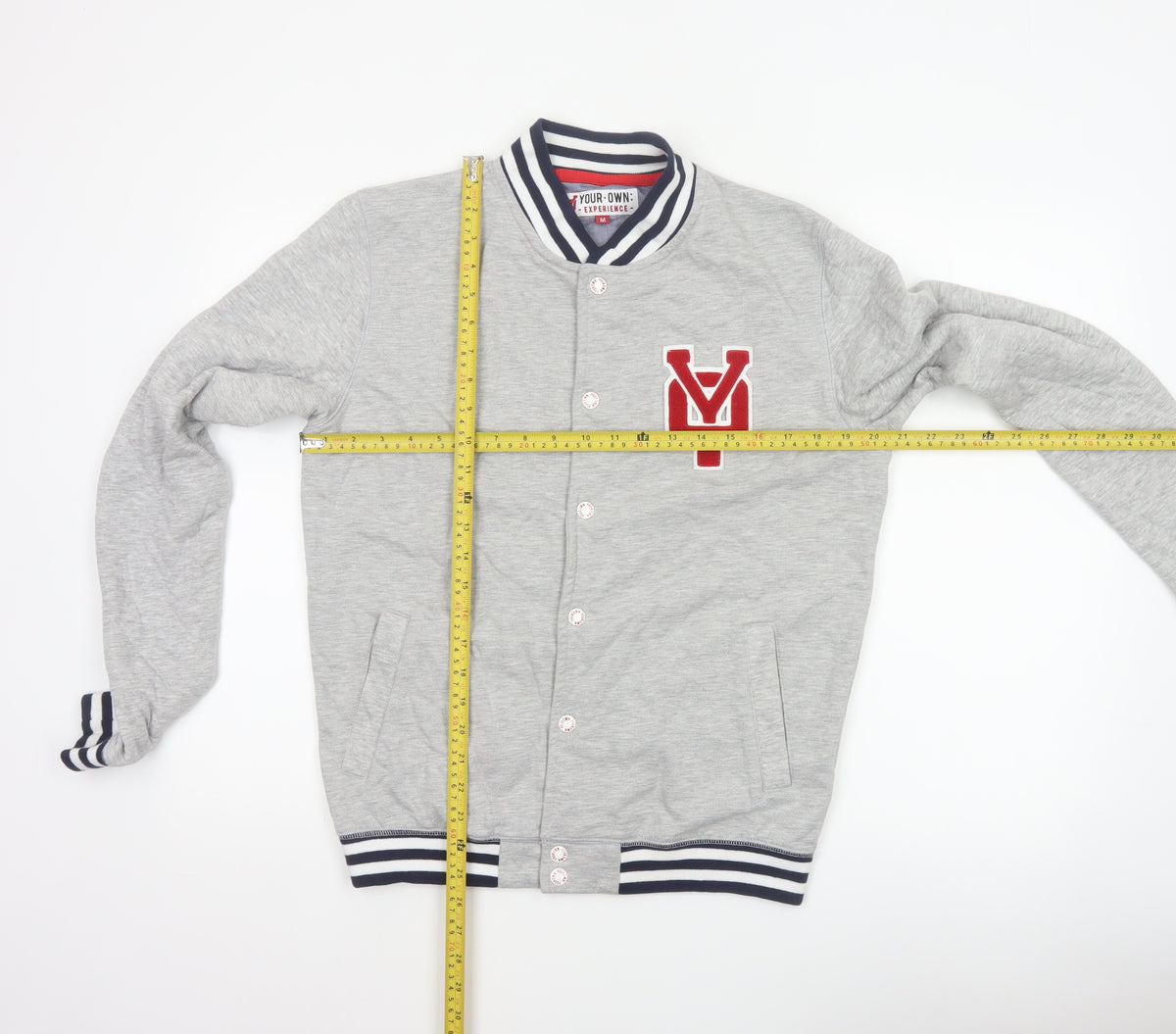 Your Own Experience Teens Grey M Varsity Jacket Snap Logo Cotton Blend
