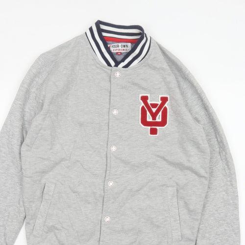 Your Own Experience Teens Grey M Varsity Jacket Snap Logo Cotton Blend