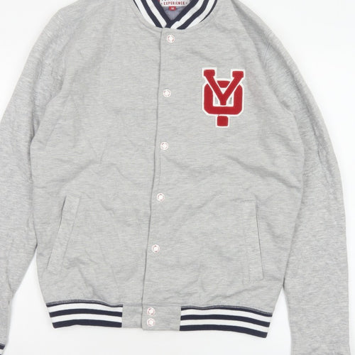 Your Own Experience Teens Grey M Varsity Jacket Snap Logo Cotton Blend