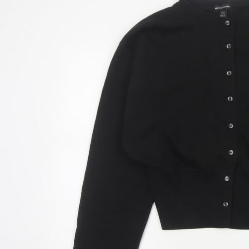 PrettyLittleThing Women Black UK 14 Cropped Bomber Button Jacket