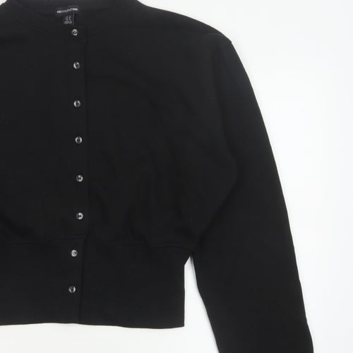 PrettyLittleThing Women Black UK 14 Cropped Bomber Button Jacket
