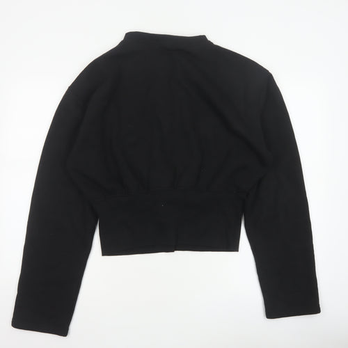 PrettyLittleThing Women Black UK 14 Cropped Bomber Button Jacket