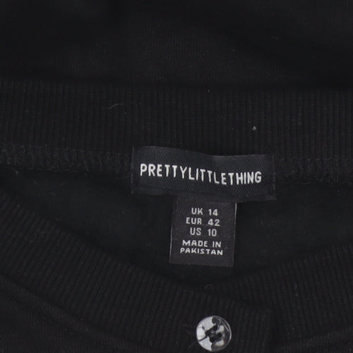 PrettyLittleThing Women Black UK 14 Cropped Bomber Button Jacket