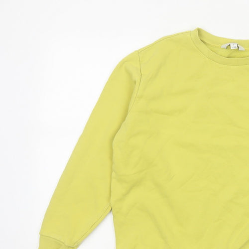 Marks and Spencer Women Yellow M Crew Neck Cotton Blend Sweatshirt