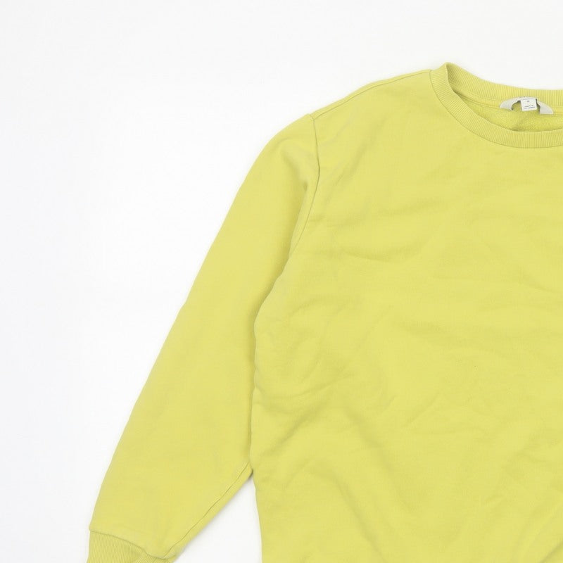 Marks and Spencer Women Yellow M Crew Neck Cotton Blend Sweatshirt