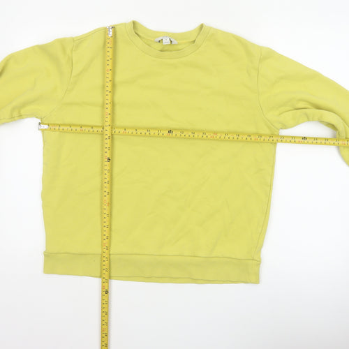 Marks and Spencer Women Yellow M Crew Neck Cotton Blend Sweatshirt