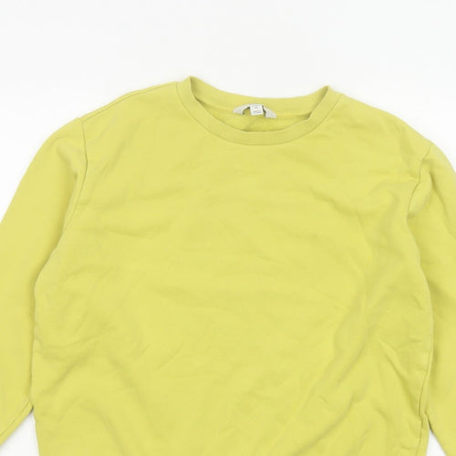 Marks and Spencer Women Yellow M Crew Neck Cotton Blend Sweatshirt