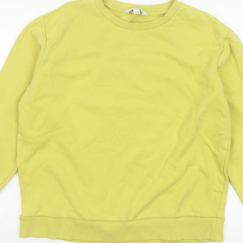 Marks and Spencer Women Yellow M Crew Neck Cotton Blend Sweatshirt