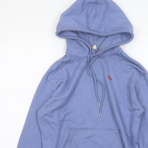 Levi's Women’s Blue XS Pullover Hoodie Cotton Logo Pocket