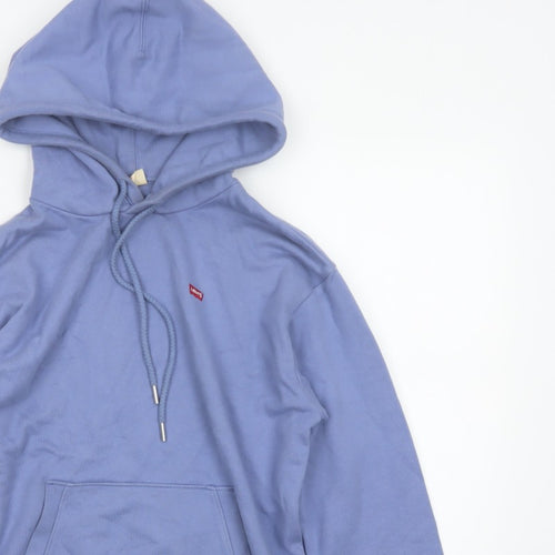Levi's Women’s Blue XS Pullover Hoodie Cotton Logo Pocket