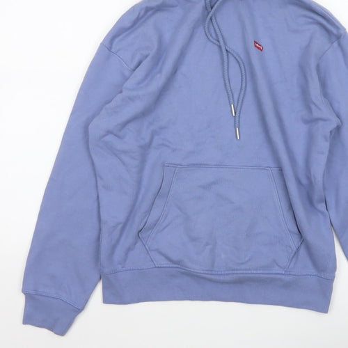 Levi's Women’s Blue XS Pullover Hoodie Cotton Logo Pocket