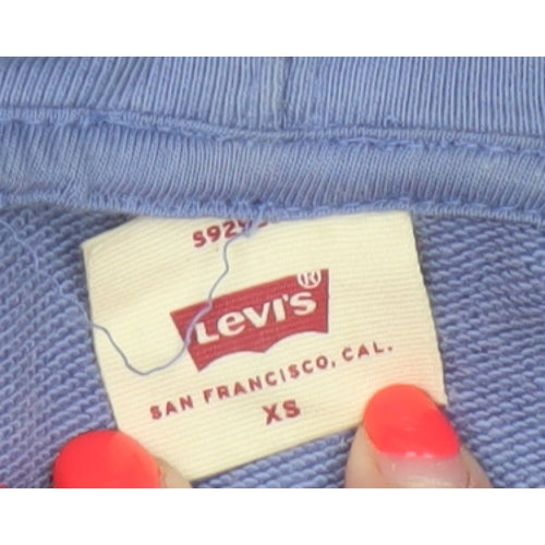 Levi's Women’s Blue XS Pullover Hoodie Cotton Logo Pocket