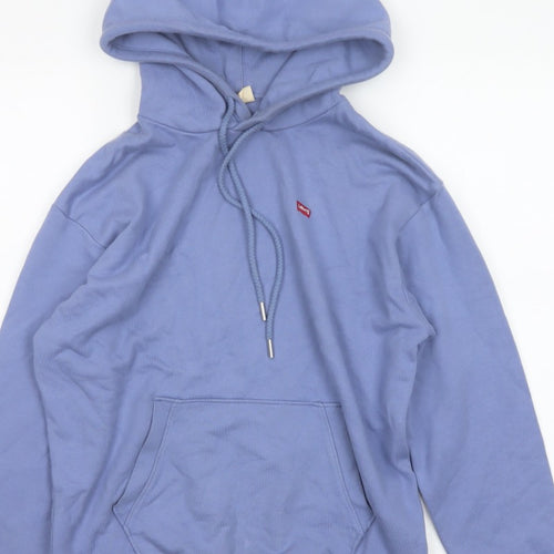 Levi's Women’s Blue XS Pullover Hoodie Cotton Logo Pocket