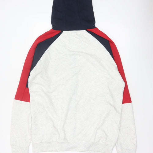 Brave Soul Men’s Grey M Full Zip Hooded Colour Block Hoodie