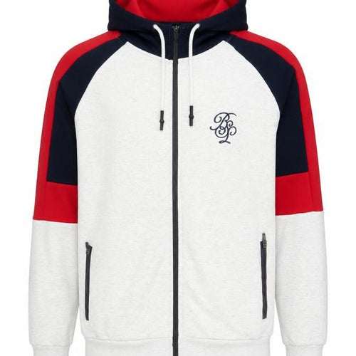 Brave Soul Men’s Grey M Full Zip Hooded Colour Block Hoodie