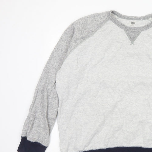 Uniqlo Men Grey XL Pullover Crew Neck Raglan Sweatshirt