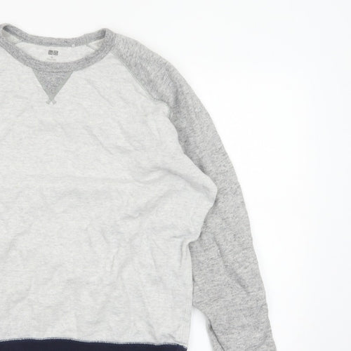 Uniqlo Men Grey XL Pullover Crew Neck Raglan Sweatshirt