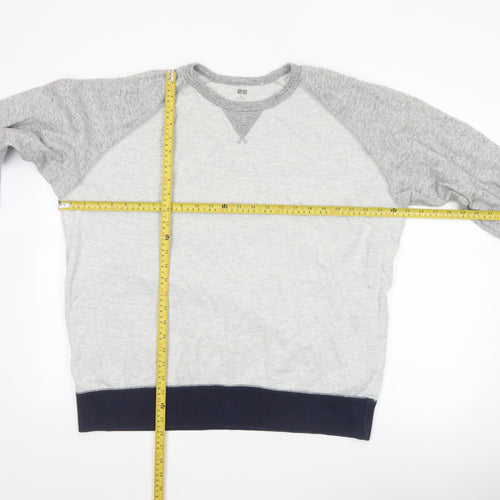 Uniqlo Men Grey XL Pullover Crew Neck Raglan Sweatshirt